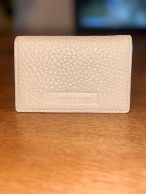 Dagne Dover Accordion Card Case Bone Pebble Leather Wallet Neutral Minimalist